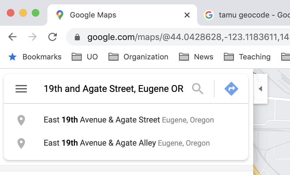 Google maps search box